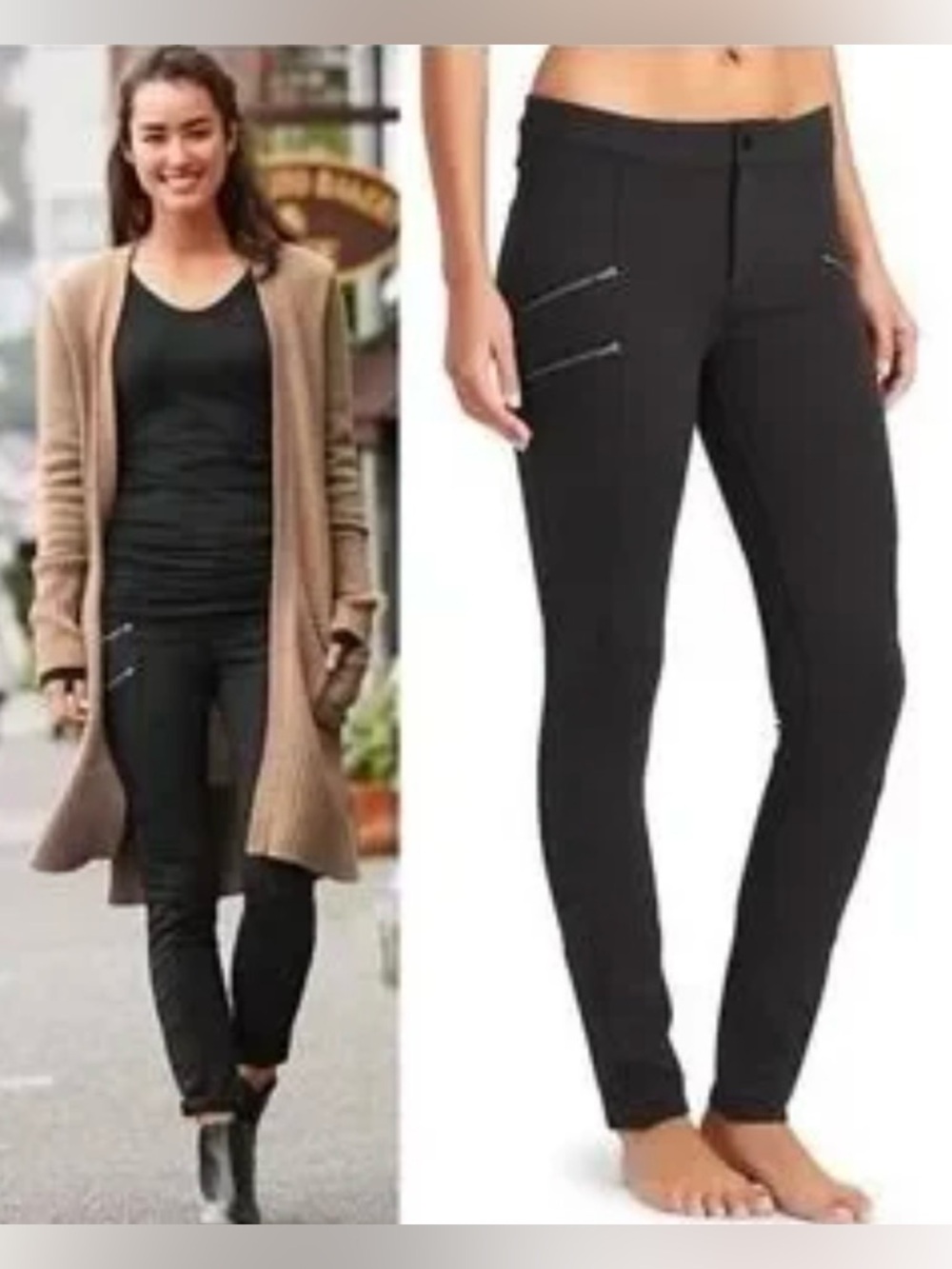 Athleta Ponte Moto Pant Black Women’s Size 6 Zip Pockets Skinny Leg - Picture 10 of 10